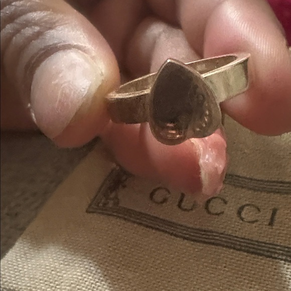 GUCCI Sterling Silver Heart Ring Size 15 - Picture 3 of 4